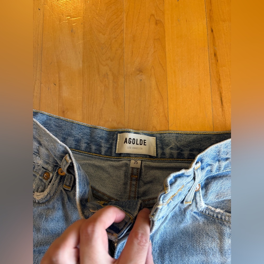 Agolde High Rise Button Up Shorts - Picture 2 of 3